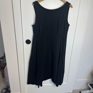 Eileen Fisher Organic Cotton Stretchy V-back Black Midi Dress Size Large